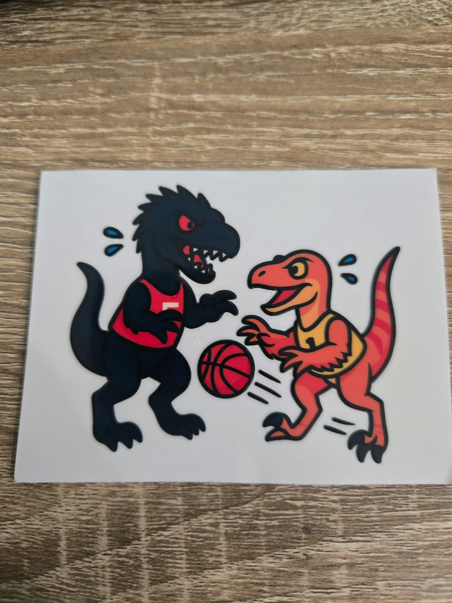 Scorpius Rex & Raptor playing basketball