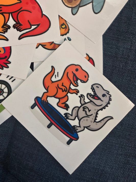 T-Rex & Indominus Jumping on the tramp